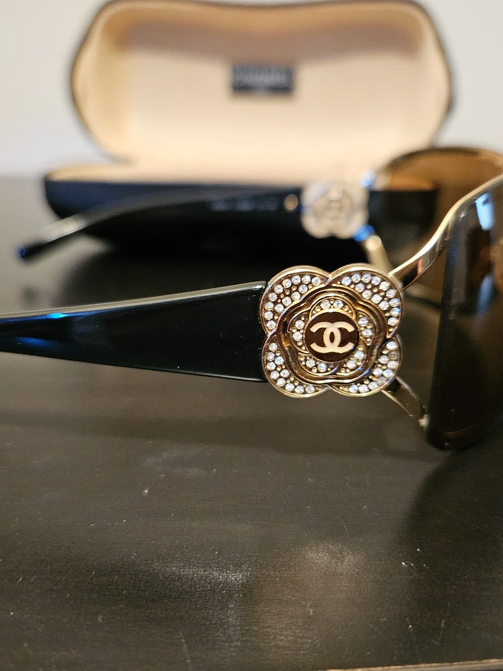 CHANEL Camellia Crystal Brown